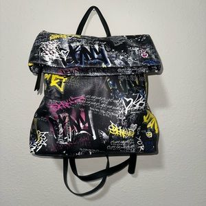 DKNY Tilly fold over Backpack NYC Graffiti